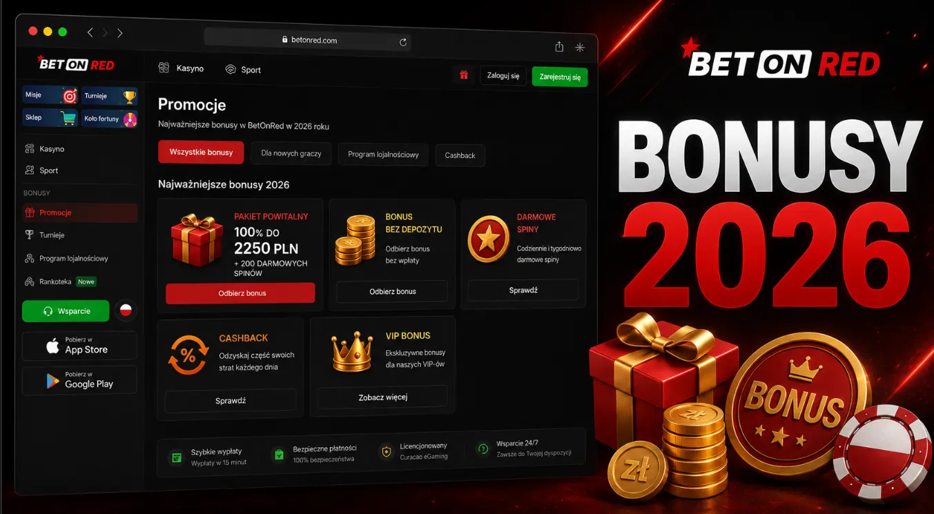 Najważniejsze bonusy BetOnRed w 2026